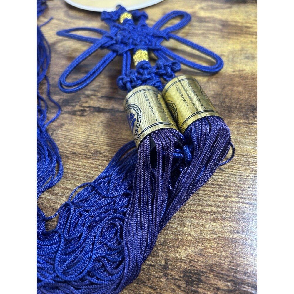 Korean Wedding Knot Tassel Hanging Ornament Medallion Decor 20” Blue Vintage - Picture 7 of 11